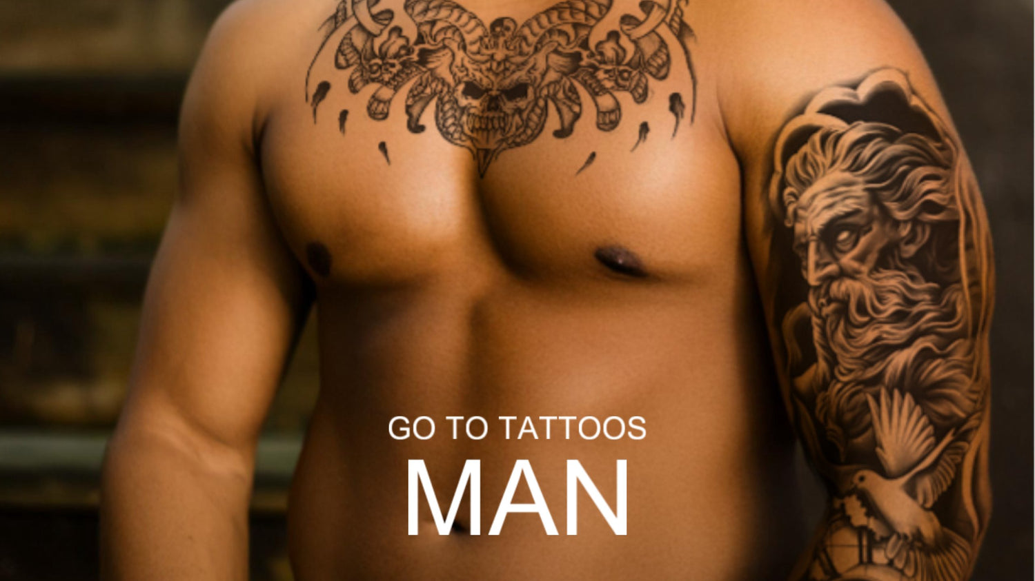 a picture of a man with tattoo on his hand and chest, used for man collection picture